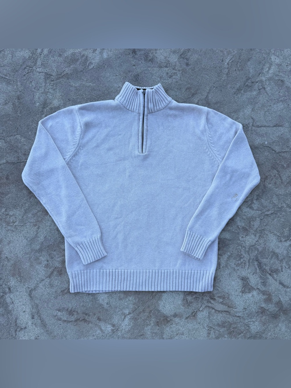 Vintage 90s Cherokee Quarter Zip Knit Pullover Sweater Cream Stone